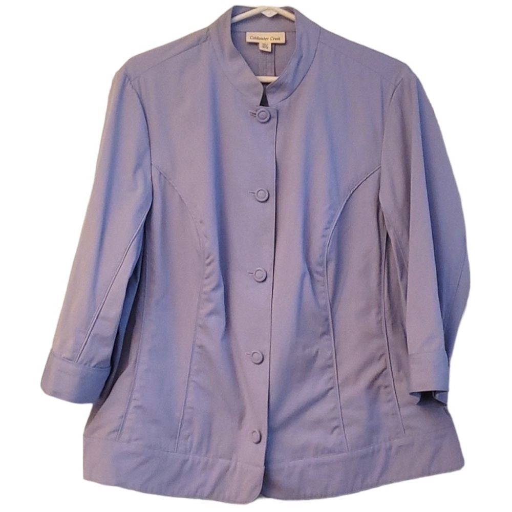 Coldwater Creek Button Down Lavender Jacket 100% Cotton Slip Pockets  Size 14